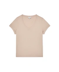 Reiss Women's Luna Brushed-Cotton V-Neck T-Shirt