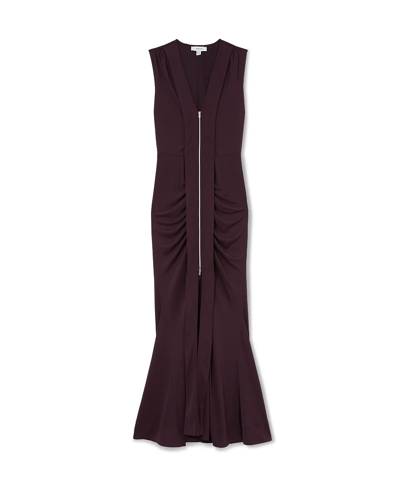 Reiss Women's Scarlett Crepe-Jersey Zip-Detail Ruched Maxi Dress