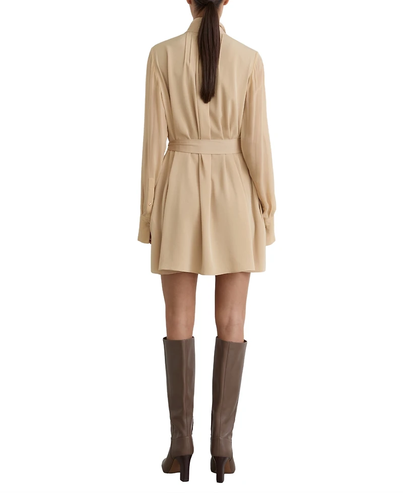 Reiss Women's Iman Tie-Neck Belted Mini Dress