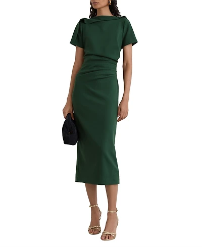 Reiss Women's Hilary Ruched-Detail Boat-Neck Midi Dress