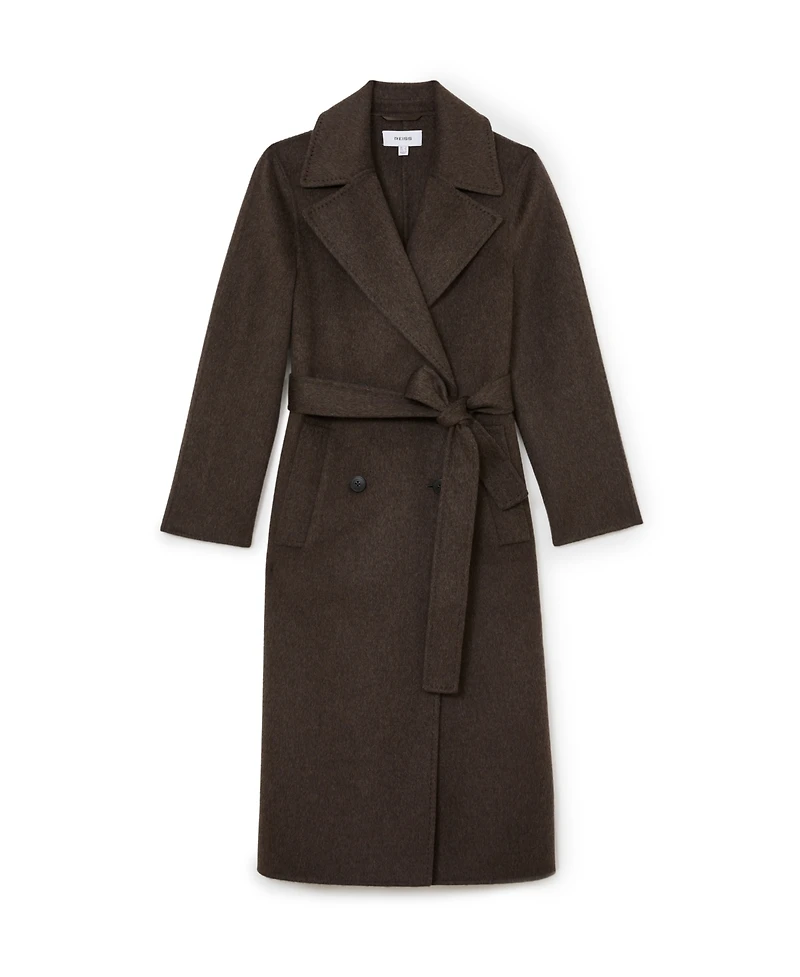Reiss Women's Rene Double-Breasted Blind-Seam Coat Wool-Blend with Cashmere