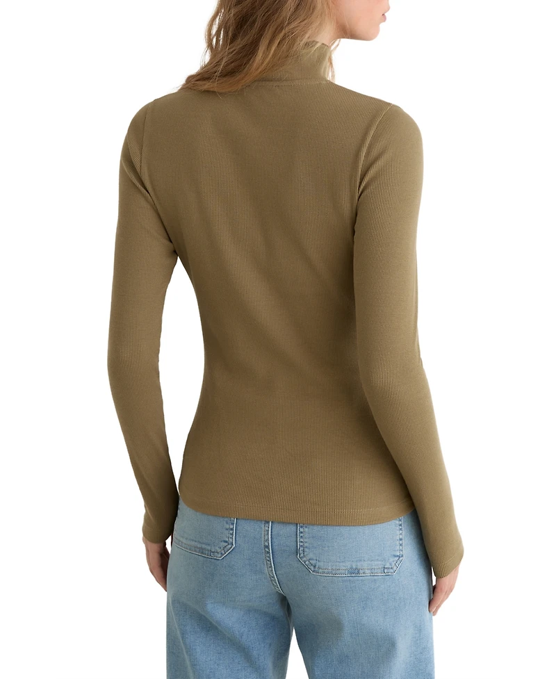 Reiss Women's Ida Cotton-Stretch Funnel-Neck Top