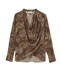 Reiss Women's Laurie Matte Silk Printed Draped Shirt