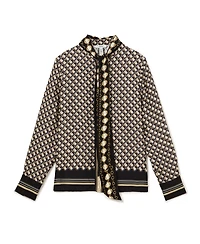 Reiss Women's Carmine Scarf-Print Tie-Neck Shirt