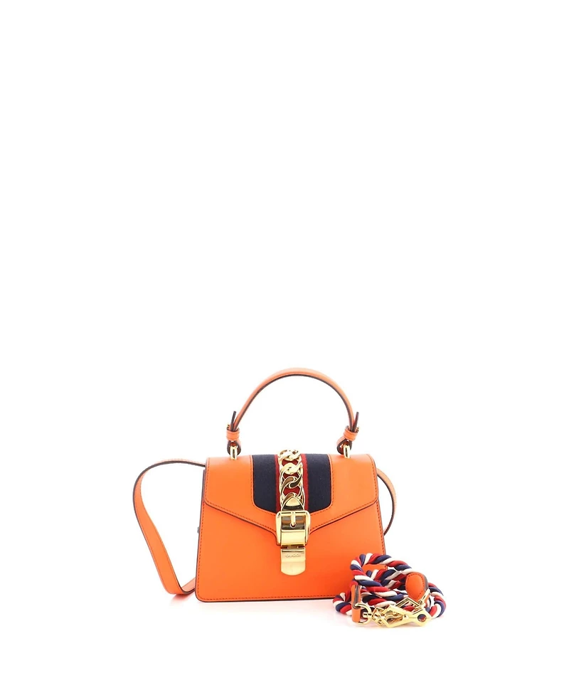 Pre-Owned Gucci Mini Sylvie Top Handle Bag Leather