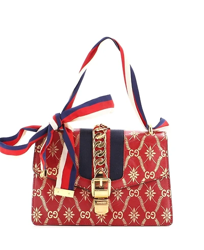 Pre-Owned Gucci Small Sylvie Shoulder Bag Printed Leather
