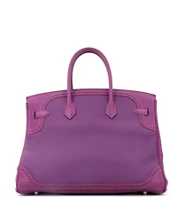 Pre-Owned Hermes Birkin 35 Handbag Purple Togo and Swift with Palladium Hardware