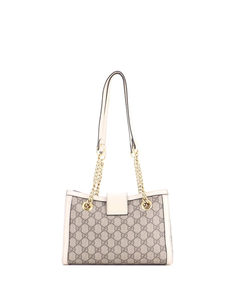 Pre-Owned Gucci Small Padlock Chain Tote Gg Coated Canvas with Leather