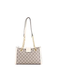 Pre-Owned Gucci Small Padlock Chain Tote Gg Coated Canvas with Leather