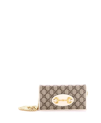 Pre-Owned Gucci Horsebit 1955 Chain Wallet Gg Coated Canvas