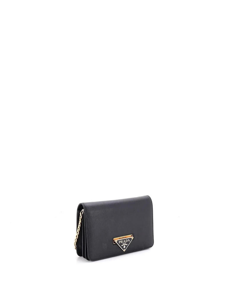 Pre-Owned Prada Small Flip Lock Wallet on Chain Clutch Saffiano Leather