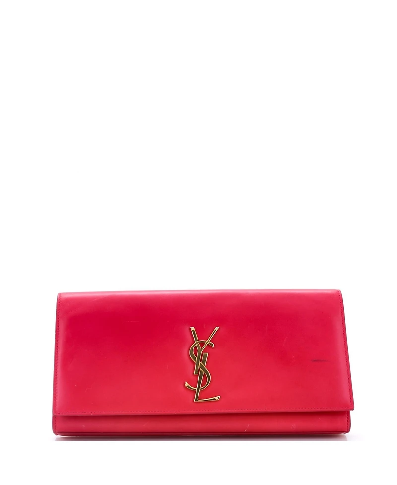 Pre-Owned Saint Laurent Long Classic Monogram Clutch Leather