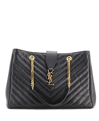 Pre-Owned Saint Laurent Large Classic Monogram Shopper Matelasse Chevron Leather