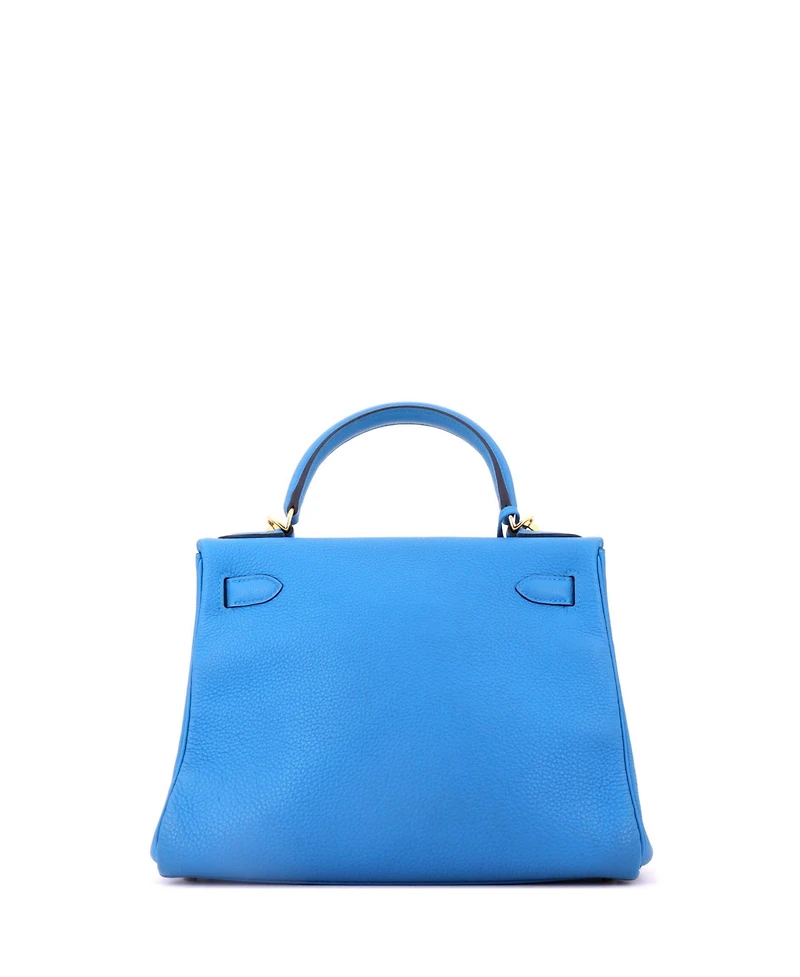 Pre-Owned Hermes Kelly 28 Handbag Blue Togo with Gold Hardware