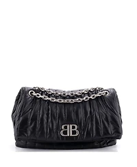 Pre-Owned Balenciaga Medium Monaco Chain Flap Shoulder Bag Quilted Leather