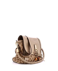 Pre-Owned Gucci Medium Bella Flap Shoulder Bag Gg Canvas with Leather