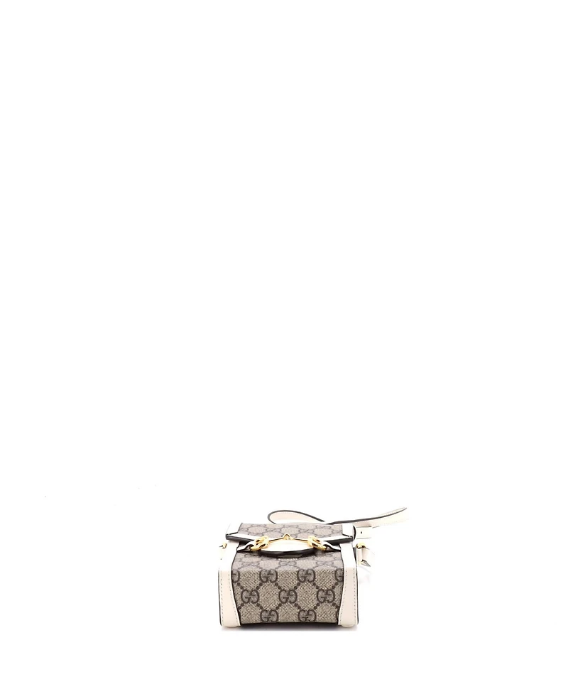 Pre-Owned Gucci Mini Horsebit 1955 Crossbody Bag Gg Coated Canvas with Leather