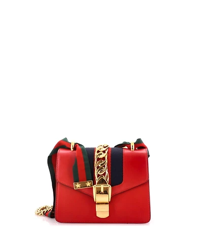 Pre-Owned Gucci Mini Sylvie Chain Shoulder Bag Leather