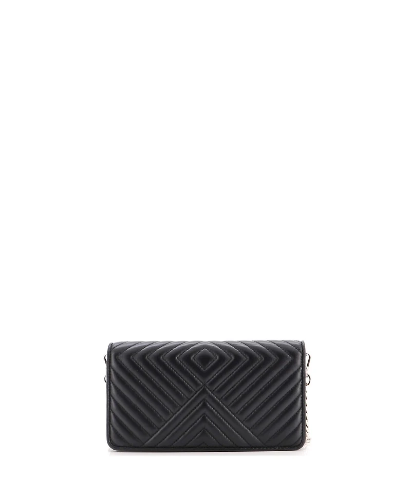 Pre-Owned Prada Small Wallet on Chain Diagramme Quilted Leather