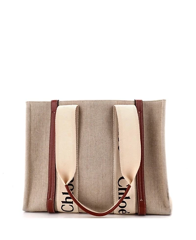 Pre-Owned Chloe Medium Woody Tote Canvas with Leather