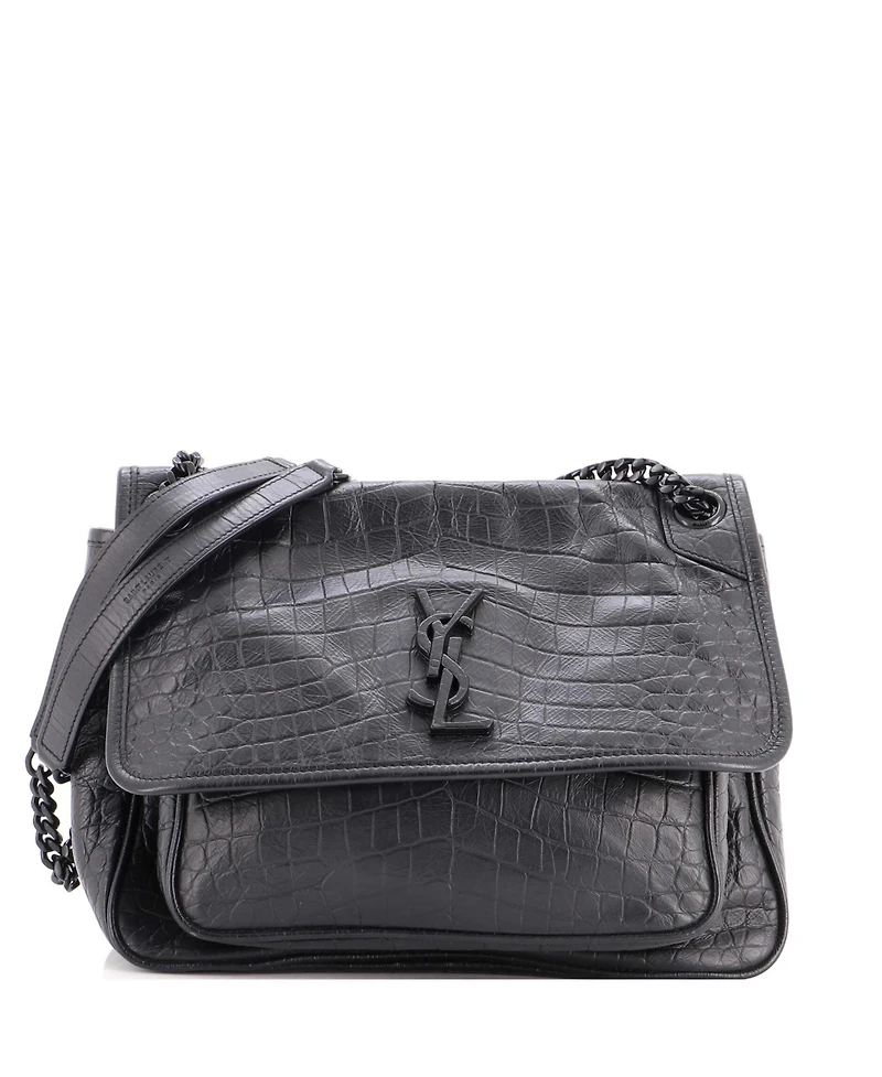 Pre-Owned Saint Laurent Medium Niki Chain Flap Bag Embossed Leather