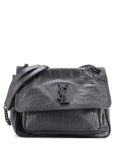 Pre-Owned Saint Laurent Medium Niki Chain Flap Bag Embossed Leather
