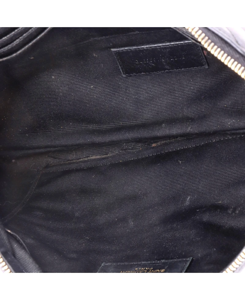 Pre-Owned Saint Laurent Medium Classic Monogram Wristlet Pouch Matelasse Chevron Leather
