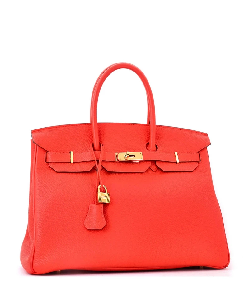 Pre-Owned Hermes Birkin 35 Handbag Orange Togo with Gold Hardware