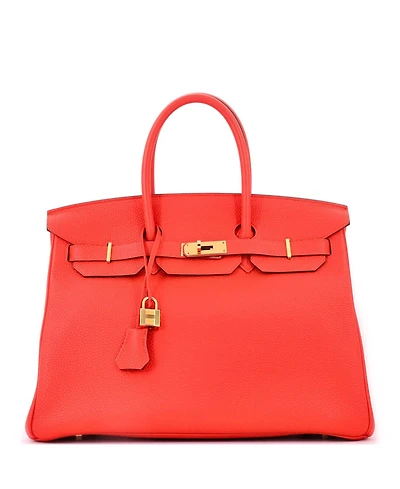 Pre-Owned Hermes Birkin 35 Handbag Orange Togo with Gold Hardware
