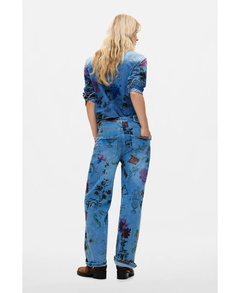 Desigual Women's Printed Straight Jeans