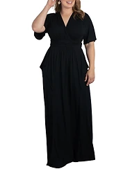 Kiyonna Plus Indie Flair Maxi Dress with Kimono Sleeves