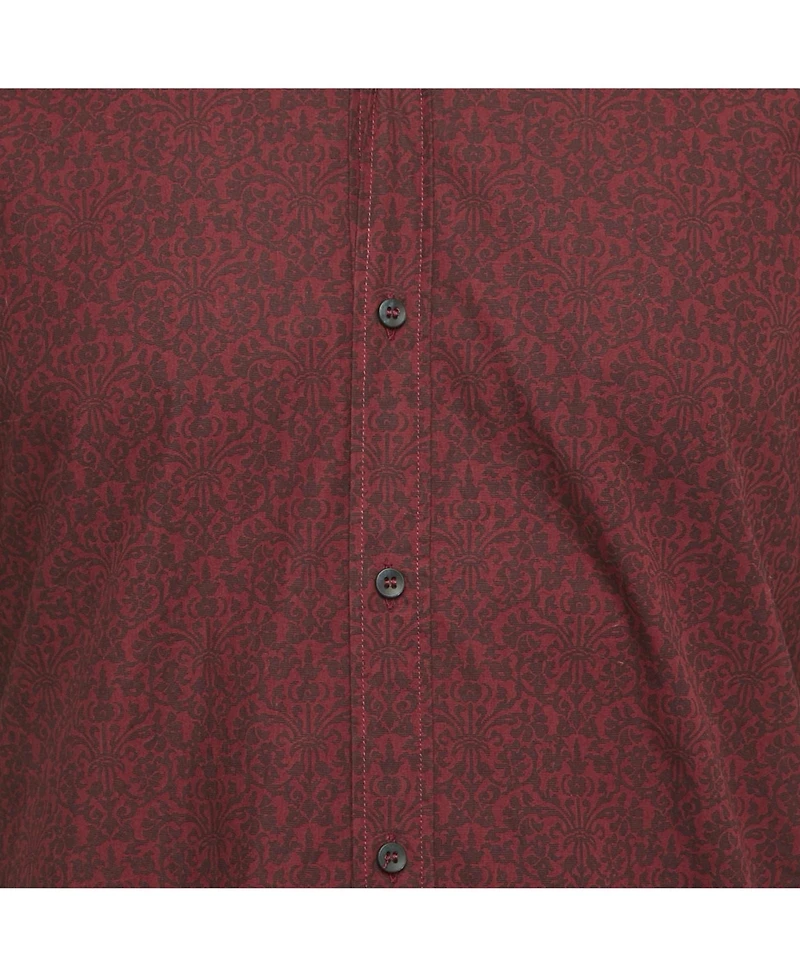 Pre-Owned Dolce & Gabbana Men's Burgundy Printed Cotton Shirt