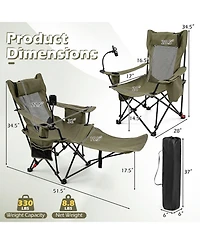 Sugift 2-in-1 Reclining Camping Chair Converting to Lounger with 3-Level Adjustable Backrest