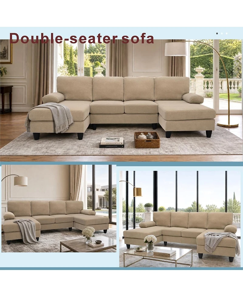 Streamdale Furniture Upholstery U-Shaped Sofa with Dual Chaises and Upholstered Armrests
