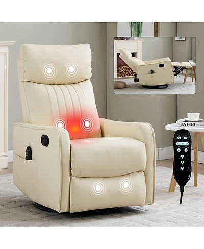 Streamdale Furniture Faux Leather Swivel Rocker Massage Recliner Chair
