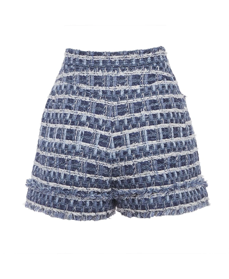 Pre-Owned Balmain Women's High-Waisted Tweed Shorts, 7" Inseam
