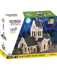 Cobi Historical Collection Sainte-Mere-Eglise Church 2,280-Piece Stained-Glass Building Set, Ages 11+