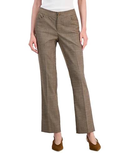 Anne Klein Women's Plaid Mid-Rise Bootcut Pants