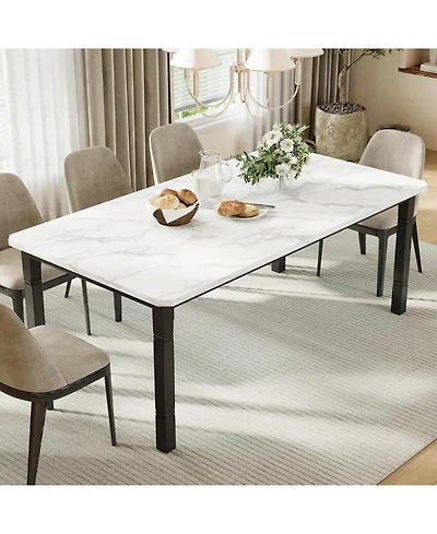 gaomon 71" Dining Table for 6-8, Wooden Kitchen with Sturdy Metal Frame