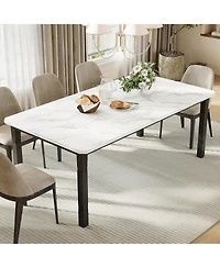 gaomon 71" Dining Table for 6-8, Wooden Kitchen with Sturdy Metal Frame
