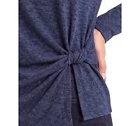 Liverpool Los Angeles Women's Long-Sleeve Boat Neck Twist Waist Top