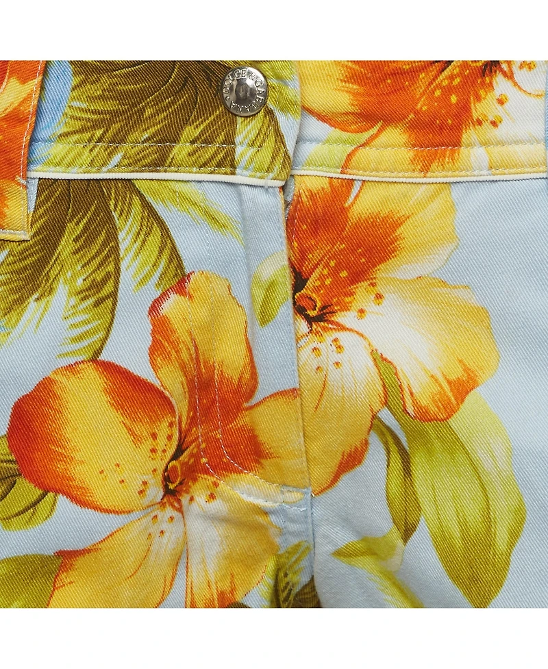 Dolce & Gabbana Women's Floral-Print Mid-Rise Denim Shorts, 7" Inseam