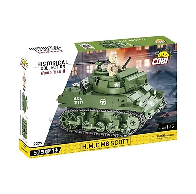 Cobi Historical Collection World War Ii H.m.c M8 Scott 525-Piece Tank Building Set, Ages 8+