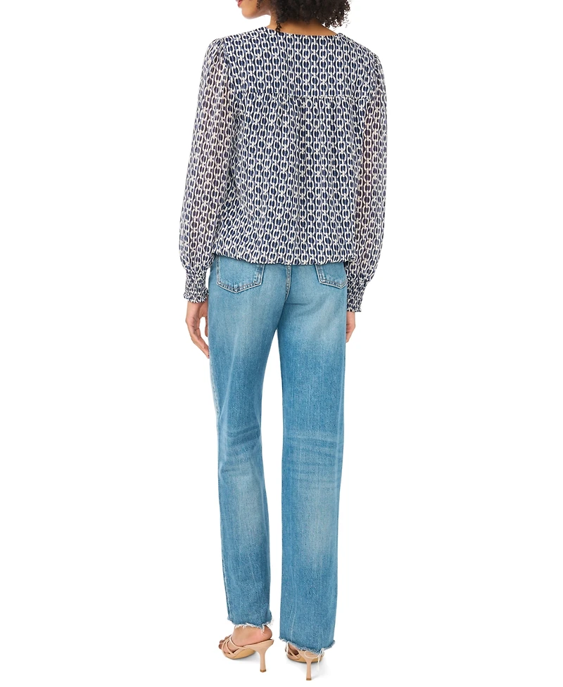 Sam & Jess Women's Long-Sleeve V-Neck Chiffon Blouse