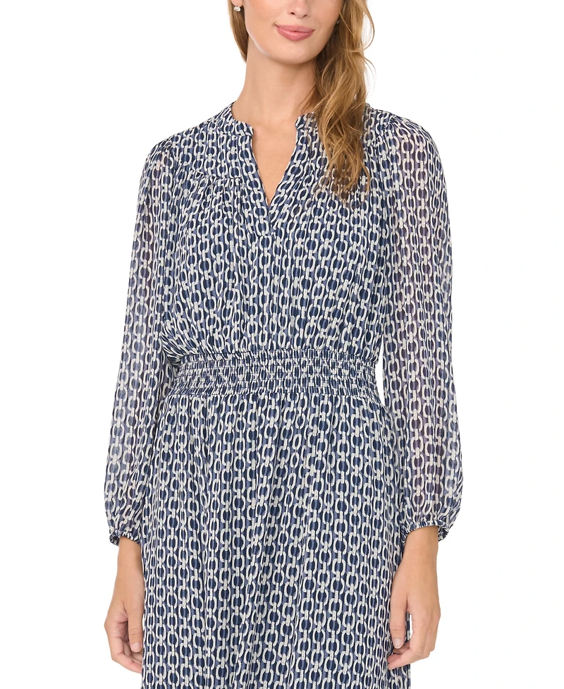 Sam & Jess Women's Long-Sleeve Smocked-Waist Tiered Dress