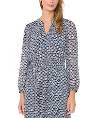 Sam & Jess Women's Long-Sleeve Smocked-Waist Tiered Dress