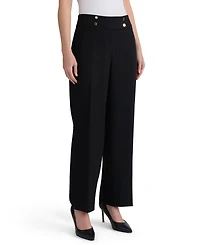 Kasper Women's Extended-Tab Fly-Front Wide-Leg Pants