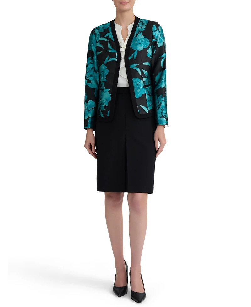 Kasper Women's Collarless Printed Cardigan Jacket