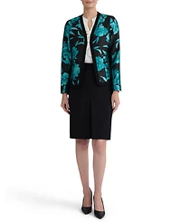 Kasper Women's Collarless Printed Cardigan Jacket