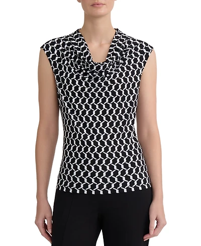 Kasper Women's Cowl-Neck Cap-Sleeve Blouse